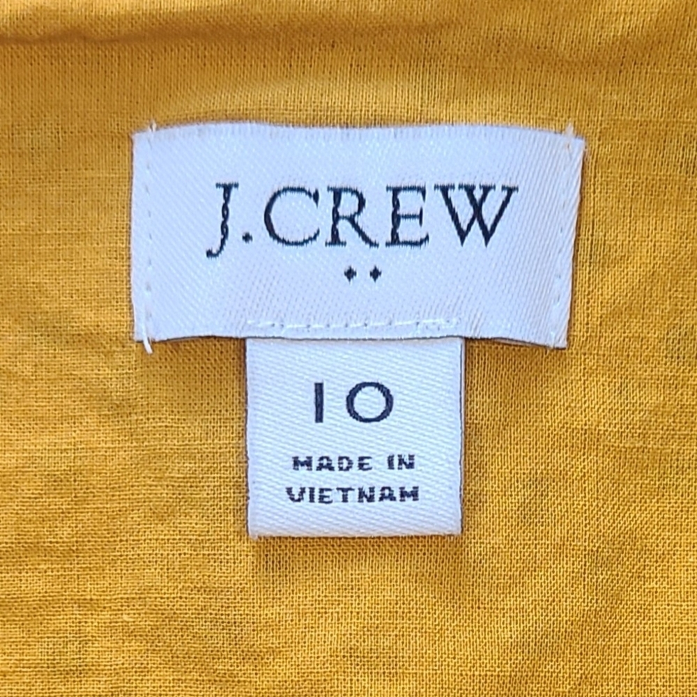 J.Crew Yellow Eyelet Peplum Top Button Front Cotton Blouse Sz 10 Summer - Picture 4 of 12